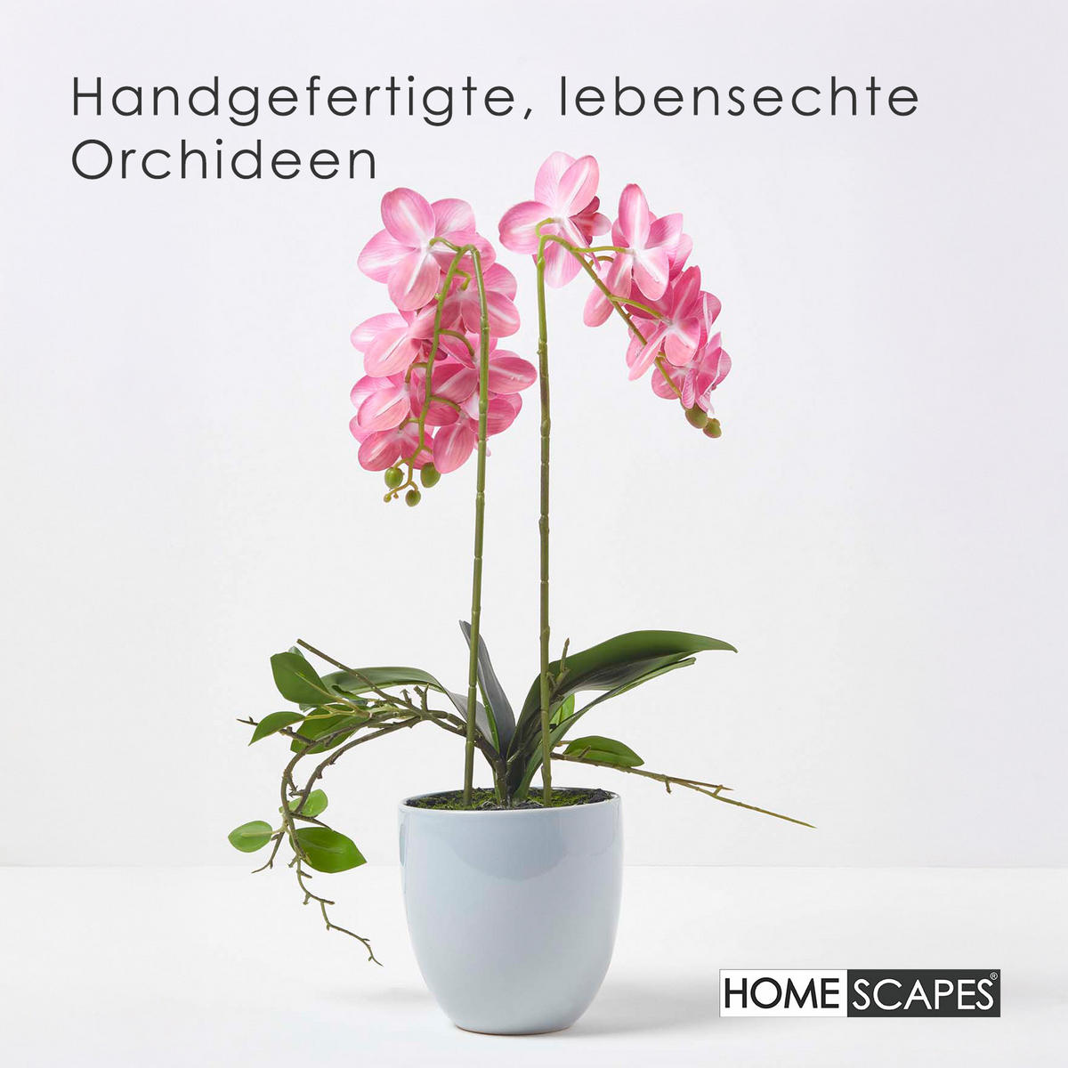 KUNSTBLUME Orchidee rosa im Deko-Topf, 54 cm - Rosa, Kunststoff (54cm) - Homescapes