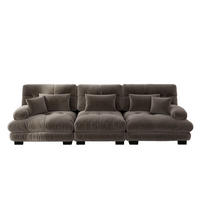 SOFA modular mit tiefem Sitz Chenille Brown - Dunkelgrau, Kunststoff (77/81/313cm) - Meubliv