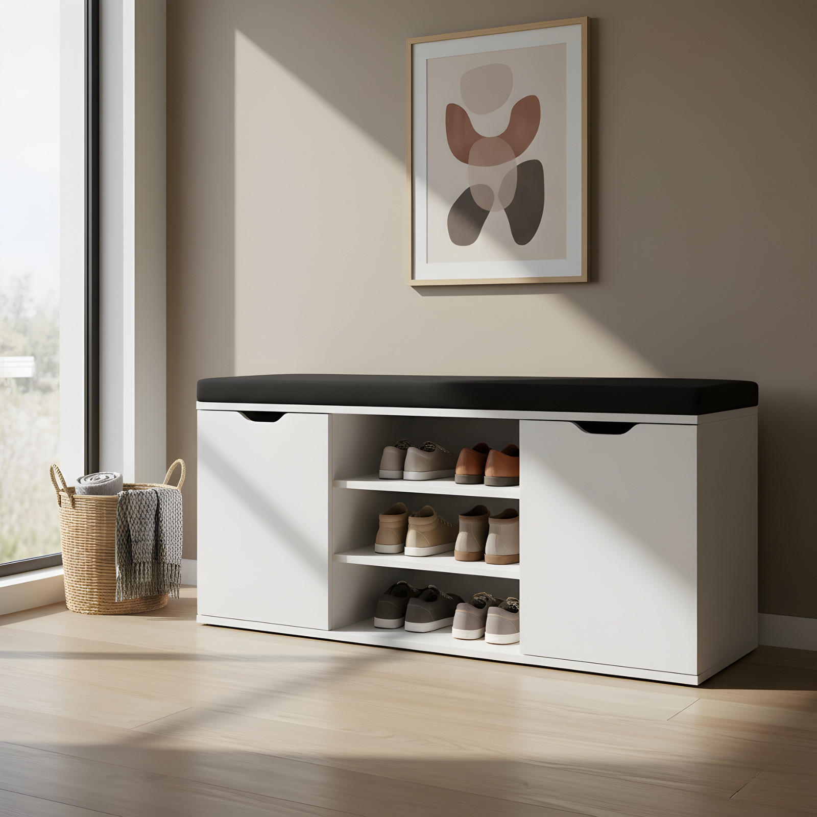 SCHUHSCHRANK Porta 103/30/46 cm Sitzfläche - Weiß, Holzwerkstoff (30/46/103cm) - BOXIMO