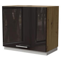 WRASENSCHRANK Essen W8/60 Schwarz Hochglanz / Eiche Artisan Matt 60 / 32,5 / 50cm - Schwarz Hochglanz/Schwarz, Holz/Holzwerkstoff (60/50/32.5cm) - Feldmann-Wohnen