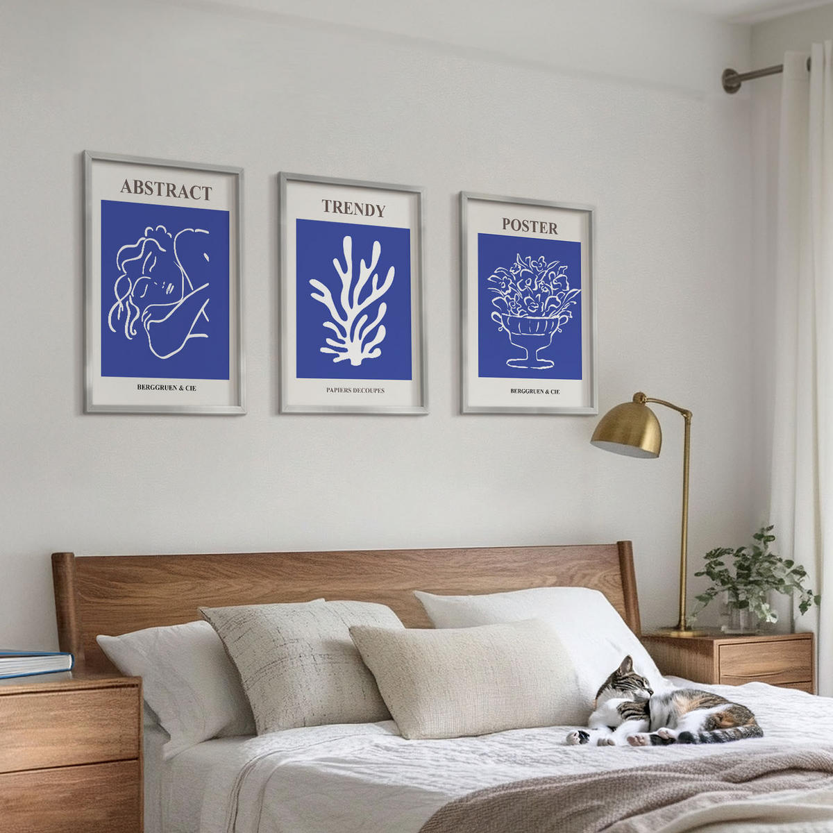 WANDBILDER 3er Set - 40x60 cm Silberner Rahmen - Stilvolle blaue Poster - Silberfarben, Kunststoff (40/60cm) - ArtPrintCave