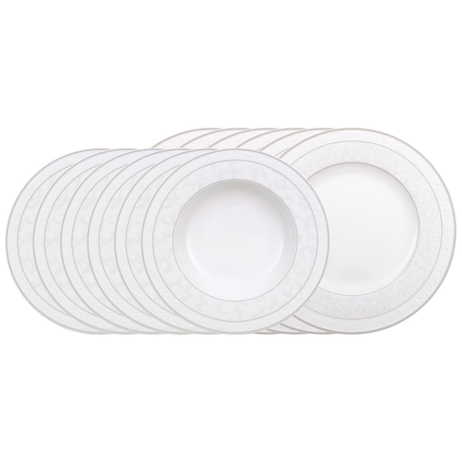 TAFELSERVICE Gray Pearl weiß 12er Set - Weiß, Keramik (2/2/2cm) - Villeroy & Boch