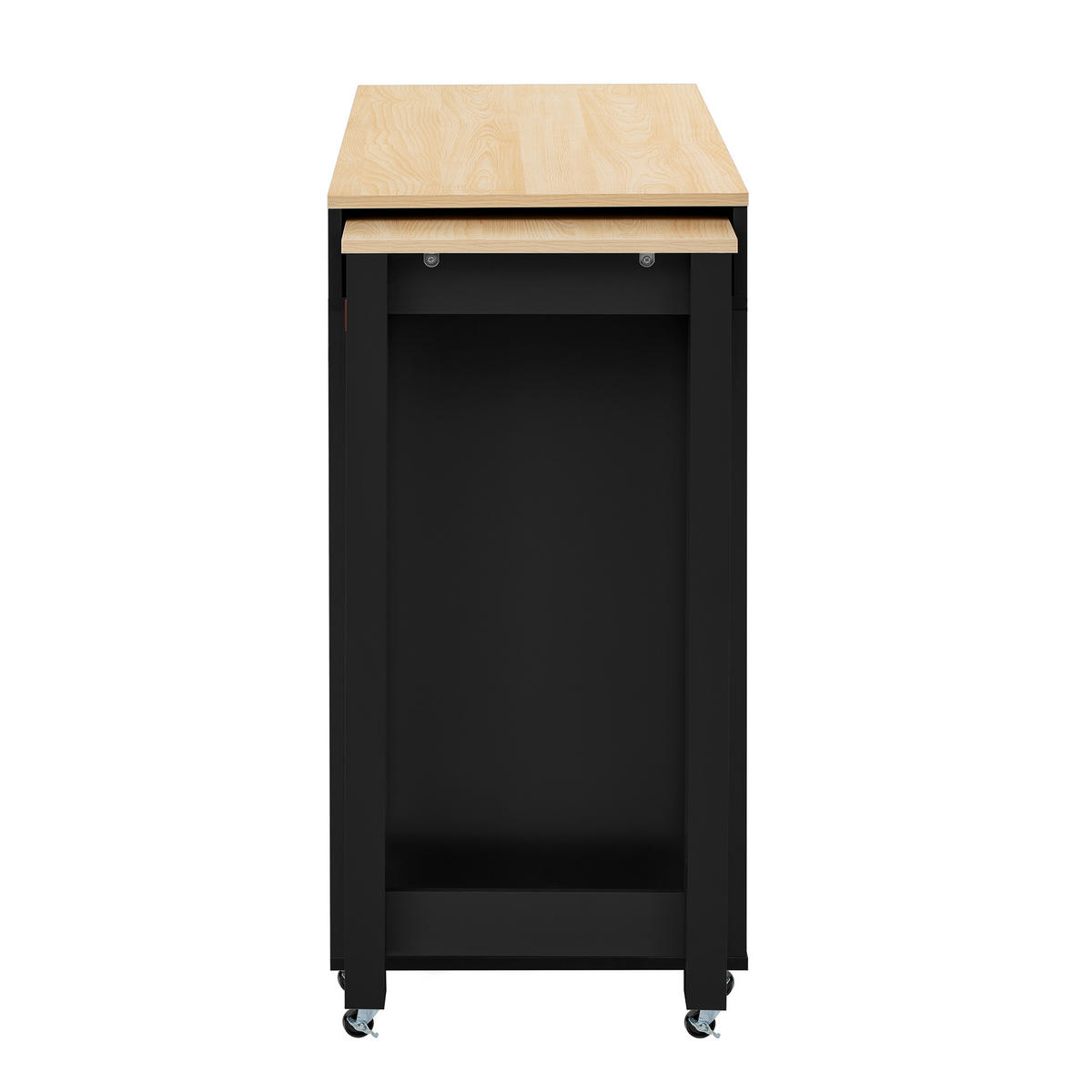 KÜCHENINSEL DE-41131 137-190,6/45,2/92 cm mit seitlich ausziehbarer Arbeitsplatte Schwarz - Schwarz, Holzwerkstoff (137/92/45.2cm) - ComfortXL