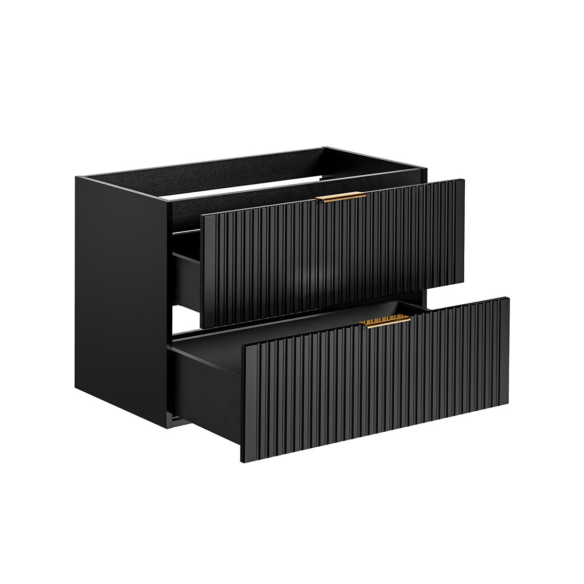 WASCHTISCHUNTERSCHRANK 80.4cm Adriel Mattschwarz - Schwarz, Holzwerkstoff (80.4/57/46cm) - Petits-meubles