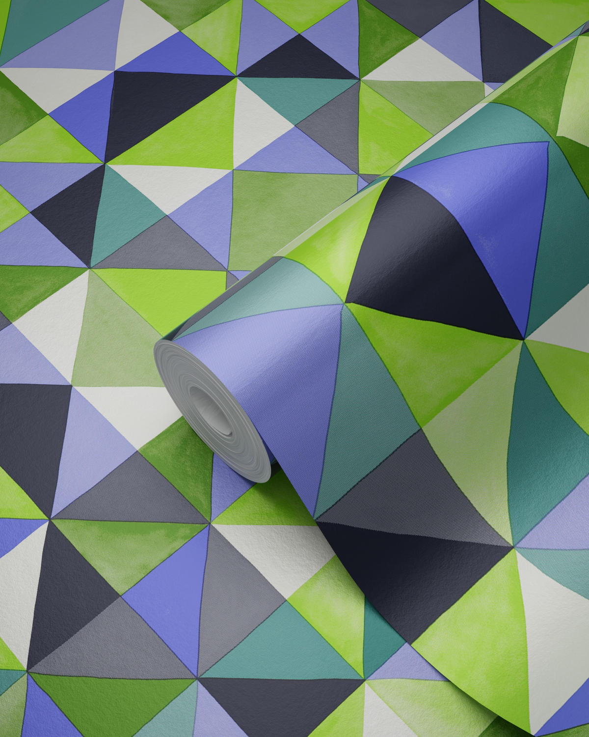 TAPETE kubistisches Muster 53 cm x 10.05 m - Grün, Papier (53/1000cm) - Origin Wallcoverings