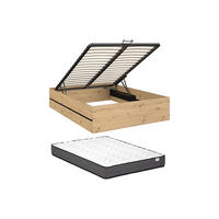 BETT mit Bettkasten - 2 Personen - Holz, Platte - Schwarz, Naturfarben Hell - Schwarz/Naturfarben, Holz (140/190cm) - Vente-Unique