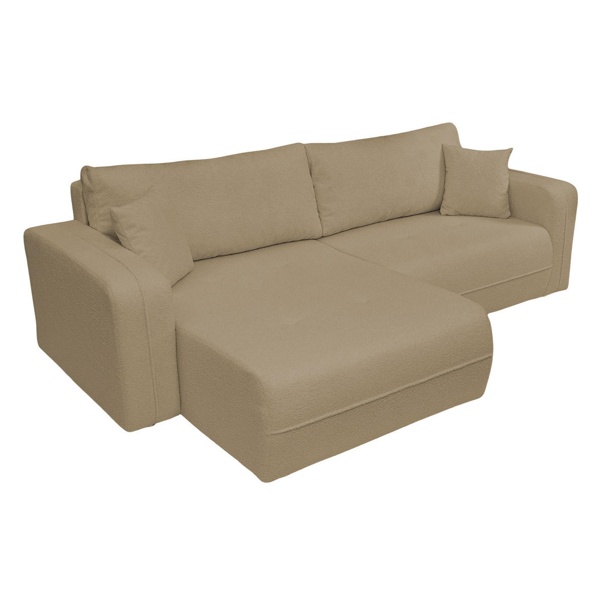 ECKSOFA Oreo L-Form Mit Bettkasten Und Schlaffunktion Quelle-Stoff Hellbraun Links - Hellbraun, Holz (143/247cm) - Kaiser Möbel