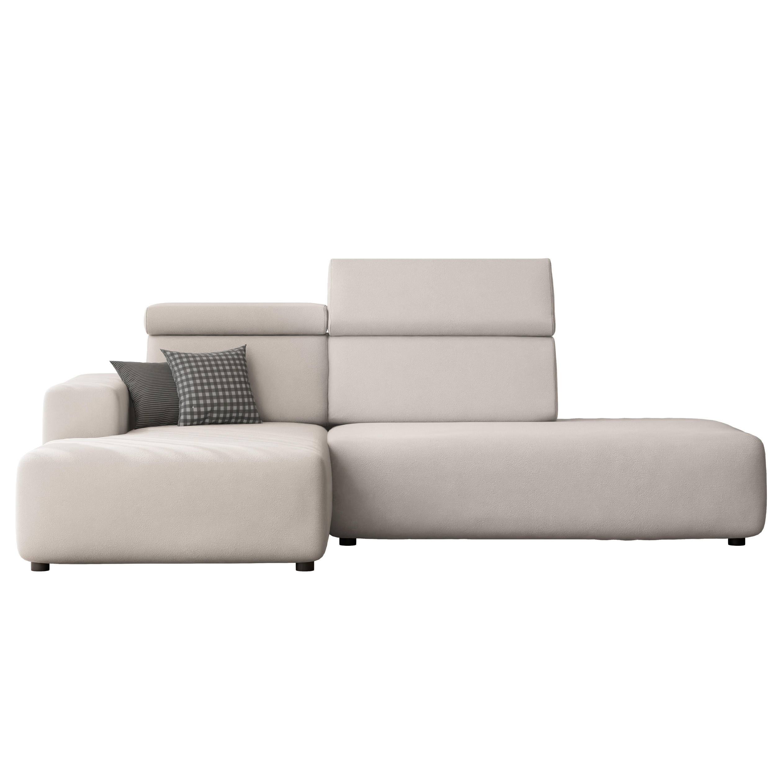 ECKSOFA RICO Links, Stoff Hellgrau - Hellgrau, Textil (260/186cm) - Idohome