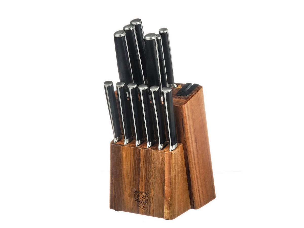 KÜCHENMESSERBLOCK und Steakmesser Jona Loviisa - 14er-Set - Silberfarben, Metall (1cm) - Björn