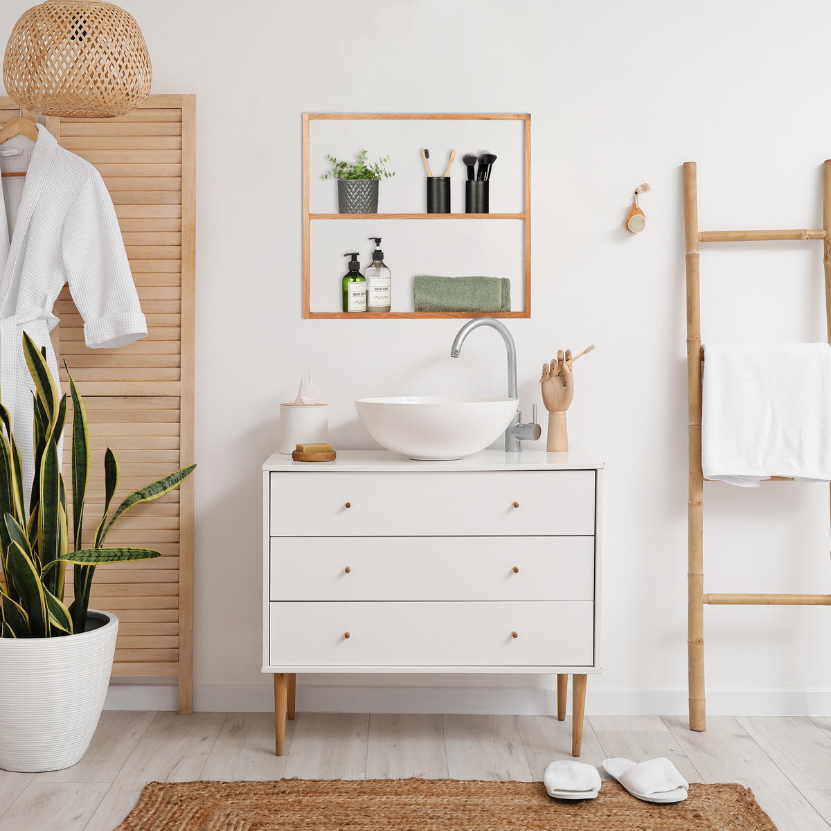 WANDREGAL - Hellbraun, Holz (60/54/15cm) - Relaxdays