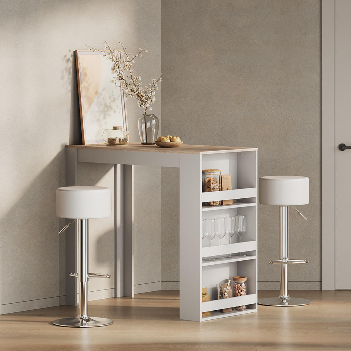 BARTISCH Regusa Weiß/Sonoma 57 x 117 cm - Weiß/Sonoma Eiche, Holzwerkstoff (117/57/106cm) - Livinity®