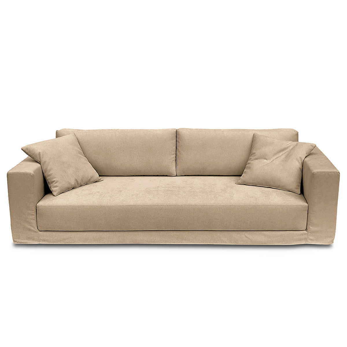 BIGSOFA mit Wechselbezug - Webstoff - Beige/Schwarz, Kunststoff/Textil (265/63/122cm) - home24