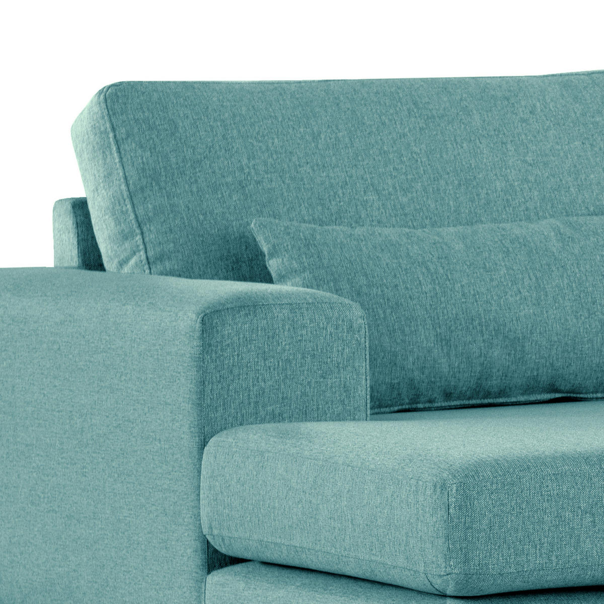 ECKSOFA mit Longchair - Buchefarben/Petrol, Buchenholz/Textil (281/153cm) - home24