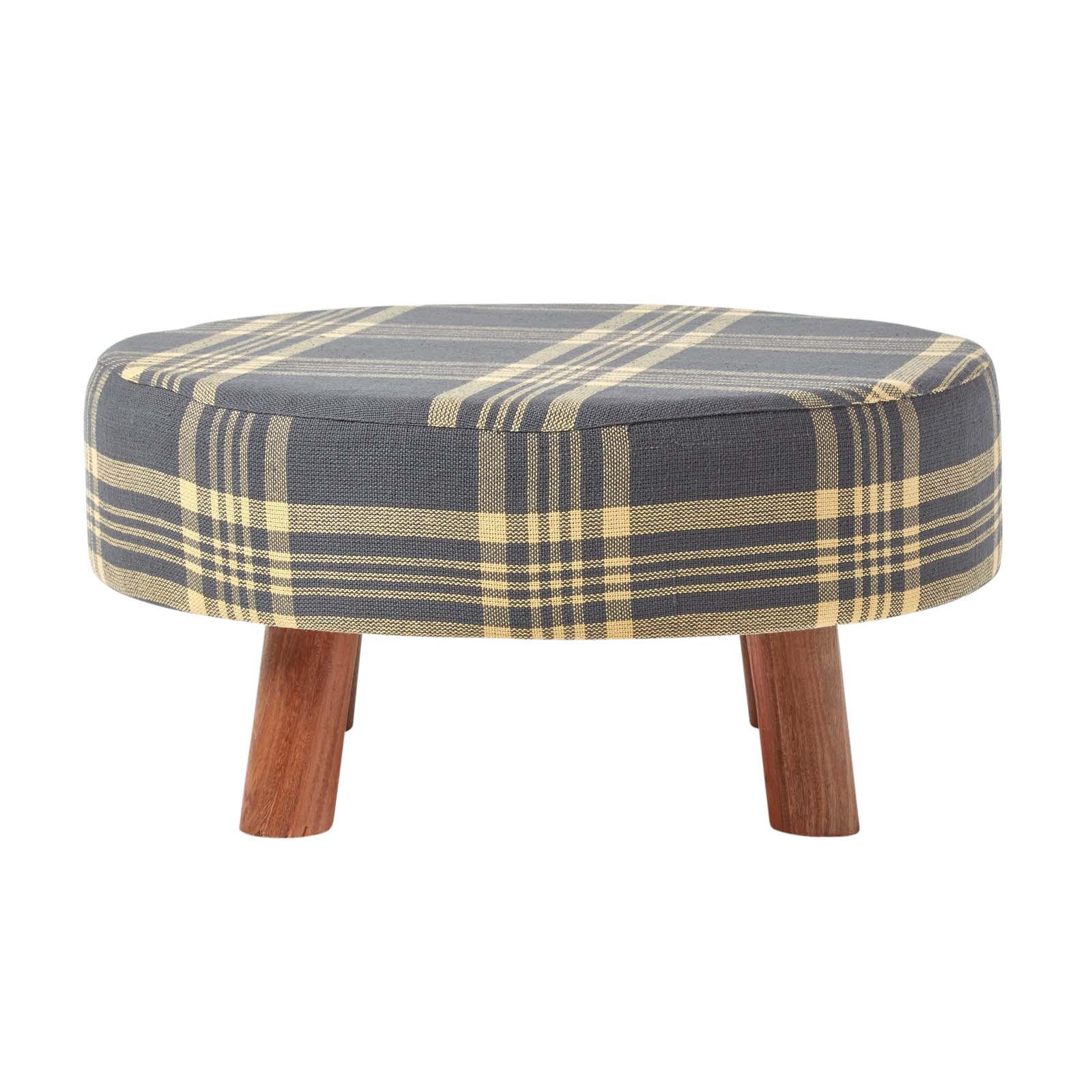 SITZHOCKER rund, grau kariert 62/62/30 cm - Grau, Textil (62/30/62cm) - Homescapes