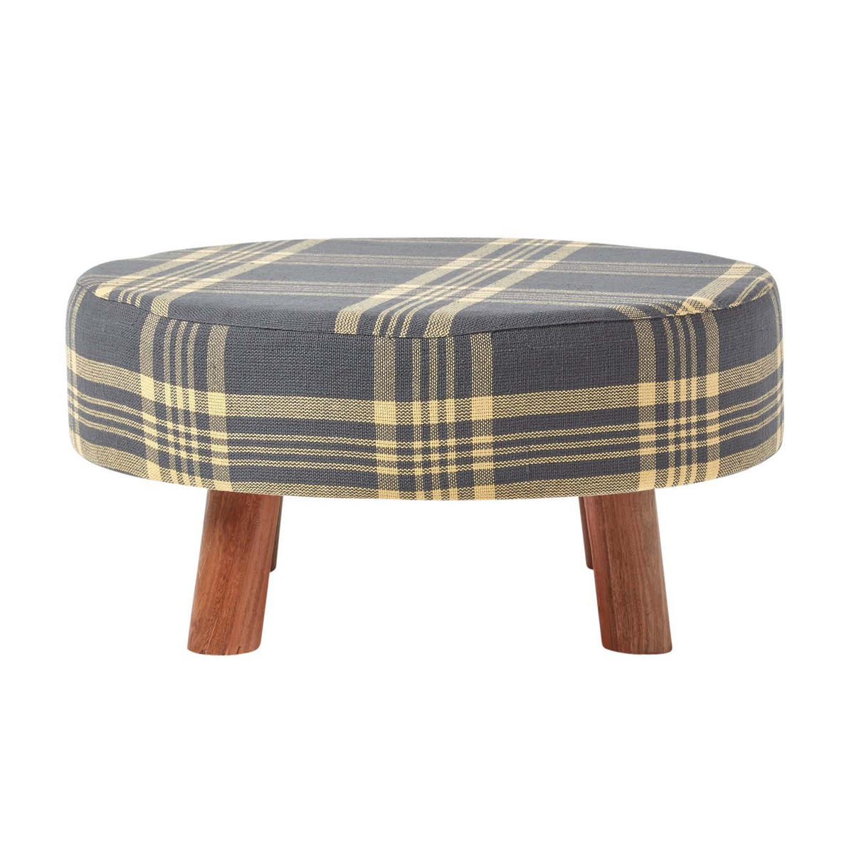 SITZHOCKER rund, grau kariert 62/62/30 cm - Grau, Textil (62/30/62cm) - Homescapes