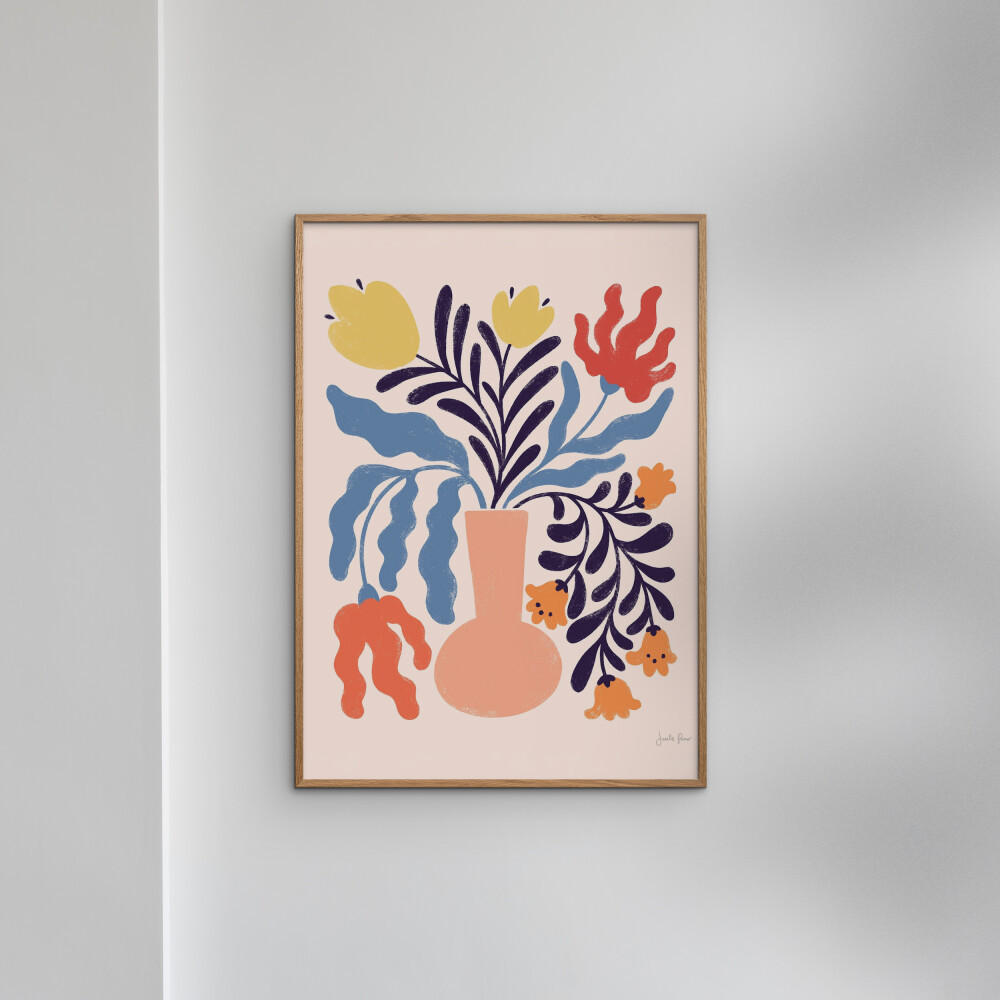 POSTER mit Rahmen Wild Apple - Floral No. 1 - Eichefarben/Multicolor, Holz/Papier (70/100cm) - Poster&Frame