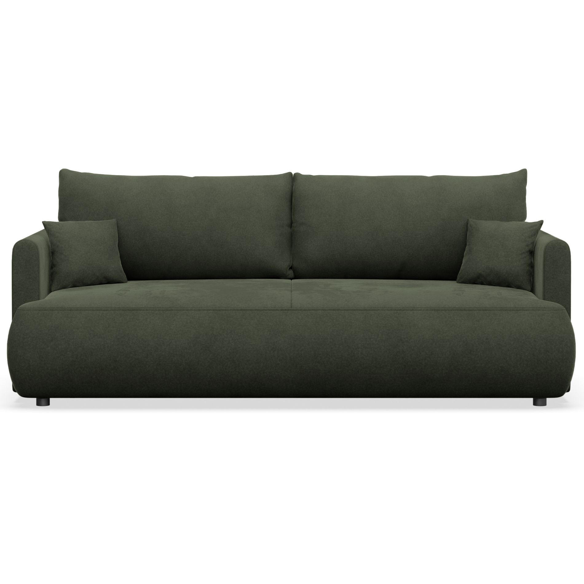 3-SITZER SOFA Ovo Mini Olivgrün Velours Easy-Clean - Schwarz/Olivgrün, Kunststoff/Textil (226/90/97cm) - Selsey