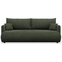 3-SITZER SOFA Ovo Mini Olivgrün Velours Easy-Clean - Schwarz/Olivgrün, Kunststoff/Textil (226/90/97cm) - Selsey