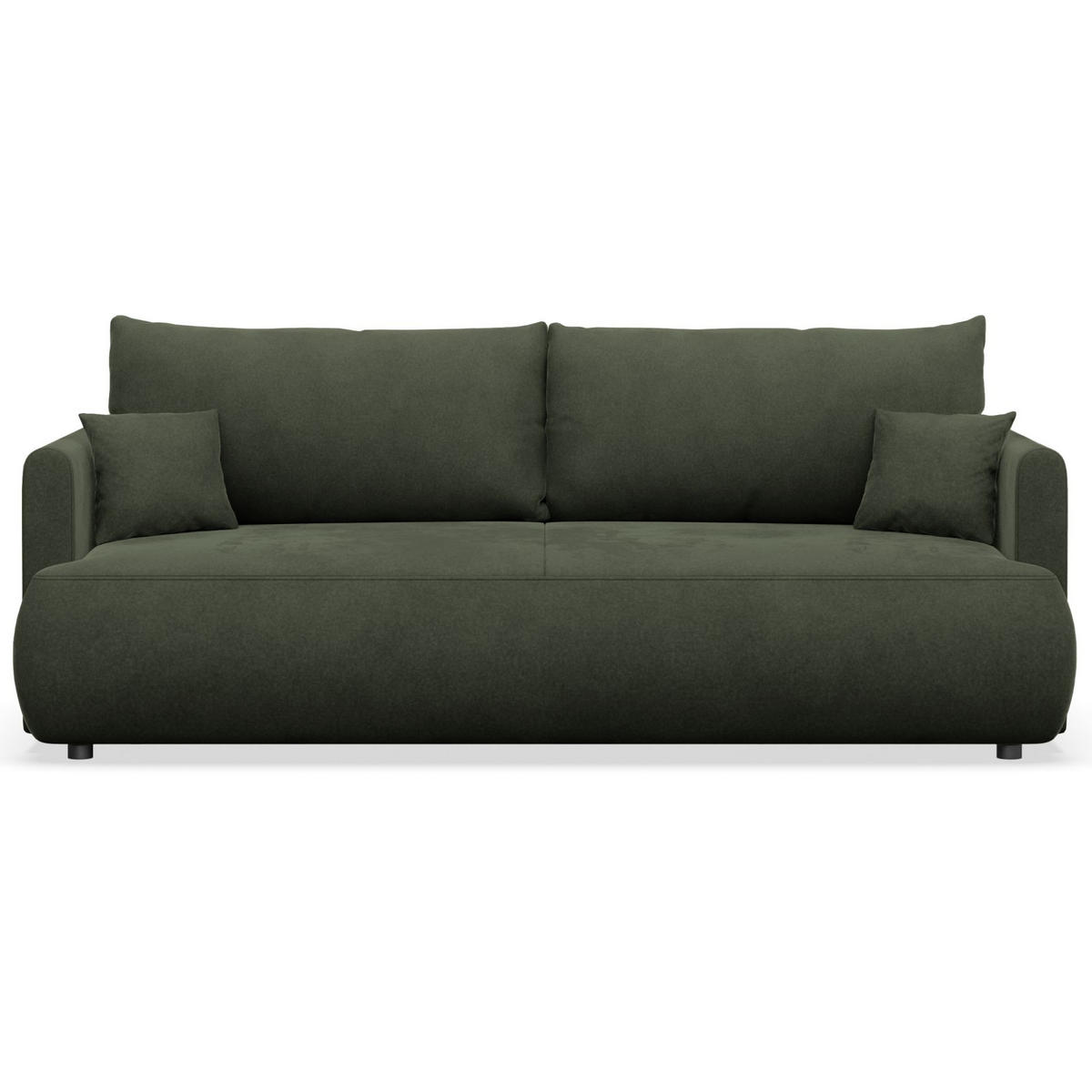 3-SITZER SOFA Ovo Mini Olivgrün Velours Easy-Clean - Schwarz/Olivgrün, Kunststoff/Textil (226/90/97cm) - Selsey