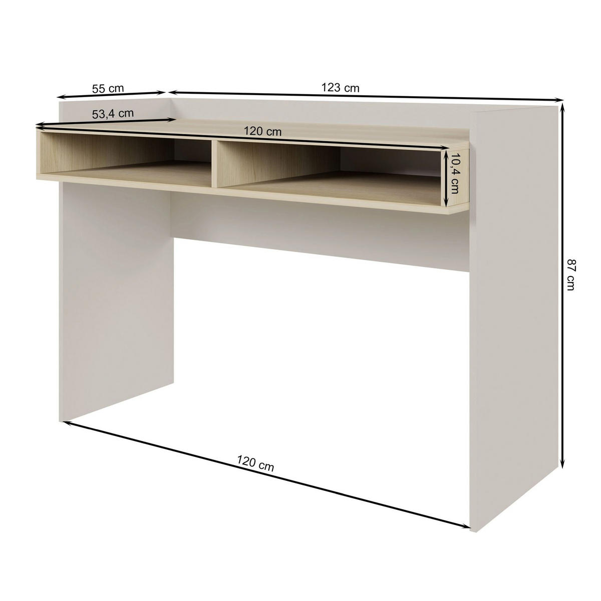 SCHREIBTISCH Kaschmirbeige / Eicheoptik, 120 × 53 cm - Taupe/Eichefarben, Holzwerkstoff (55/123/87cm) - Selsey