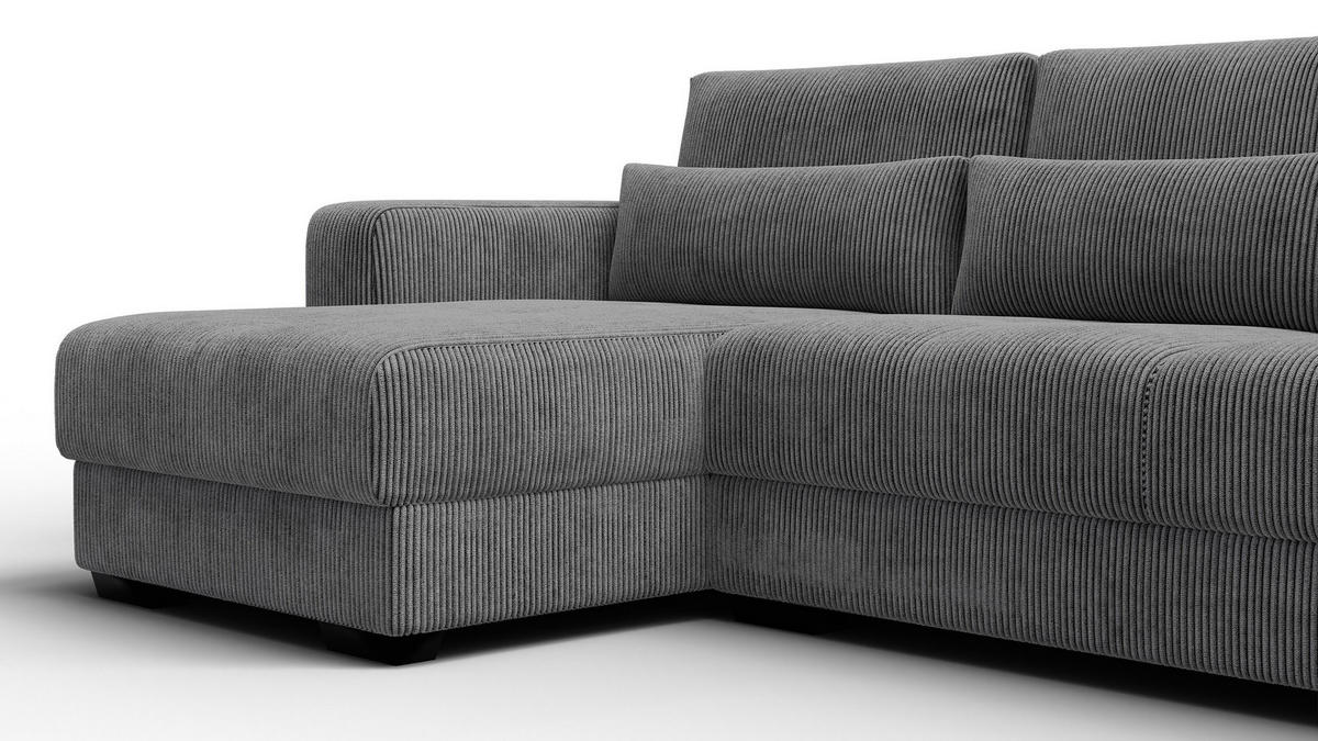 ECKSOFA OLI 4-Sitzer links, dunkelgrau - Dunkelgrau, Holz/Textil (295/172cm) - Courtois Laville