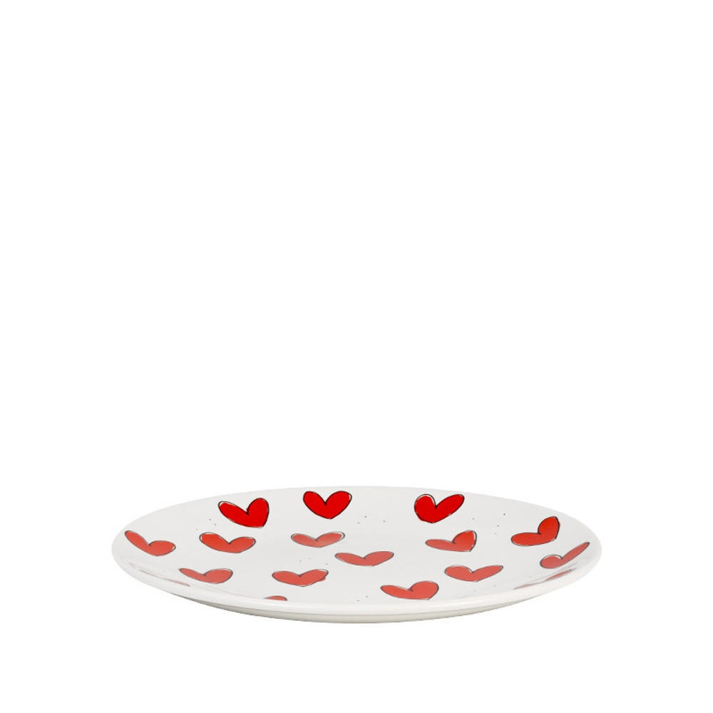 FRÜHSTÜCKSTELLER Rote Herzen EB in Rot - 22cm - Multicolor, Keramik (21.8/21.8/2.5cm) - Blond Amsterdam