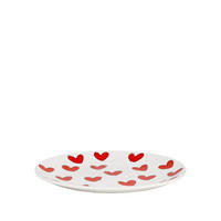 FRÜHSTÜCKSTELLER Rote Herzen EB in Rot - 22cm - Multicolor, Keramik (21.8/21.8/2.5cm) - Blond Amsterdam