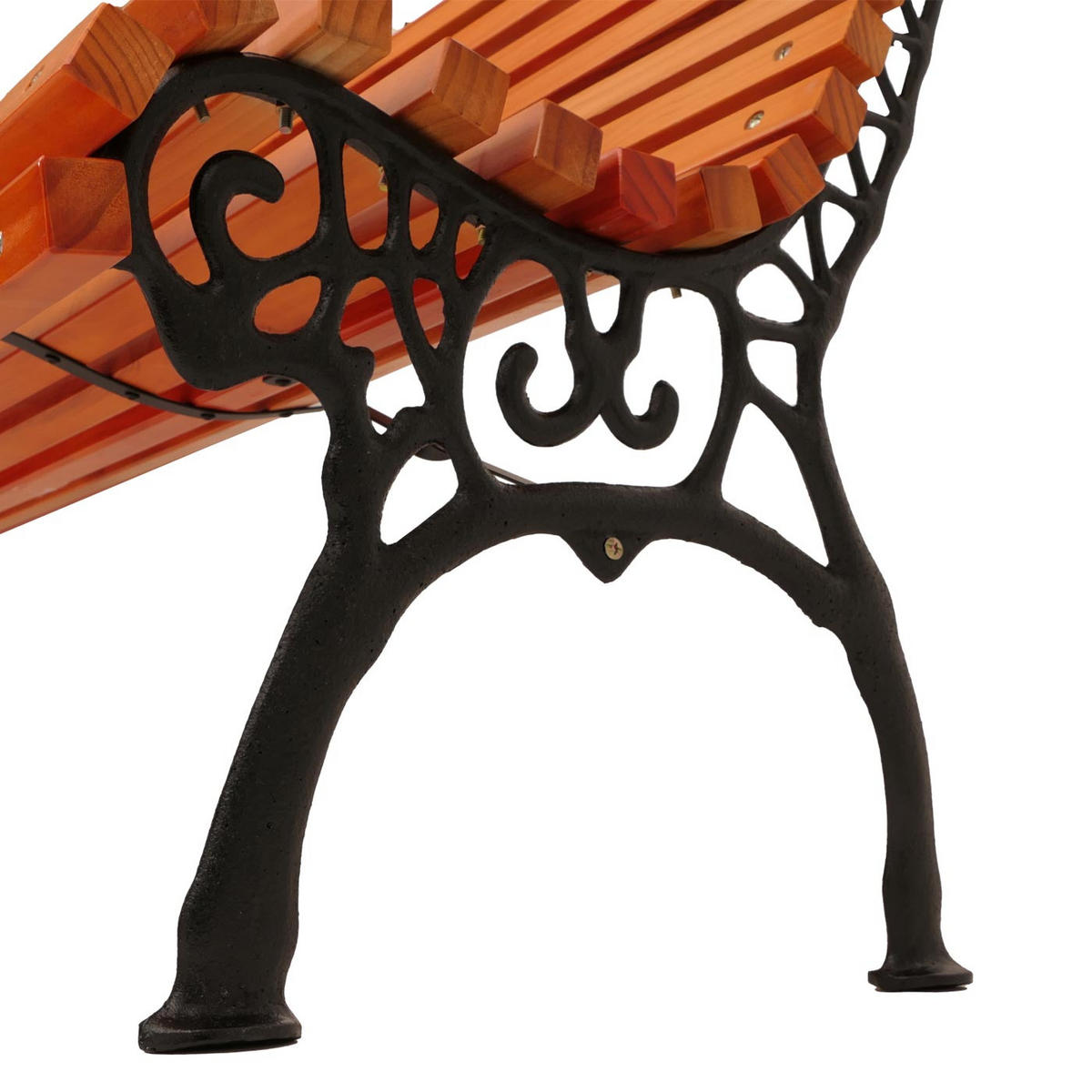 GARTENBANK Schwarz, Teak Dekor - Schwarz/Teakfarben, Holz (160/84/65cm) - MCW