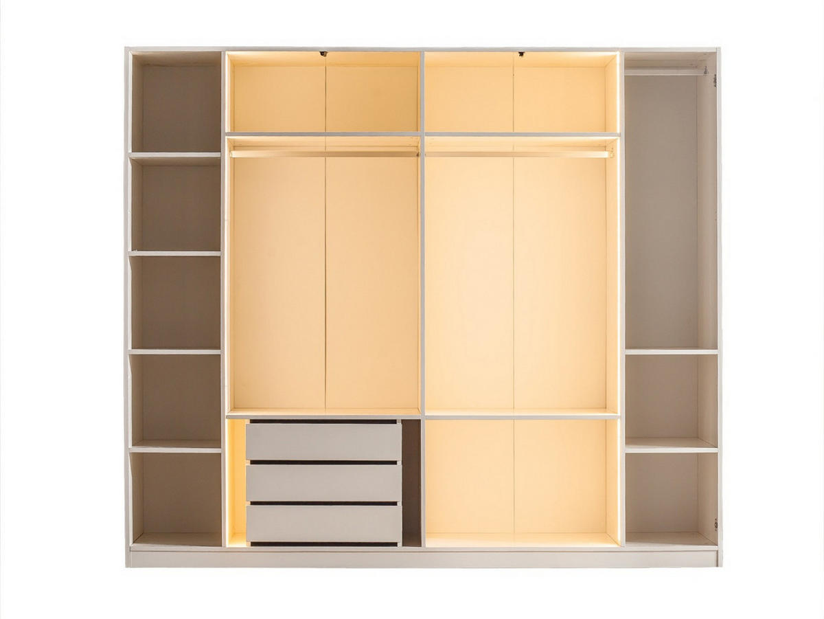 KLEIDERSCHRANK Rubato 6 trg. - Creme, Holzwerkstoff (260/225/63cm)