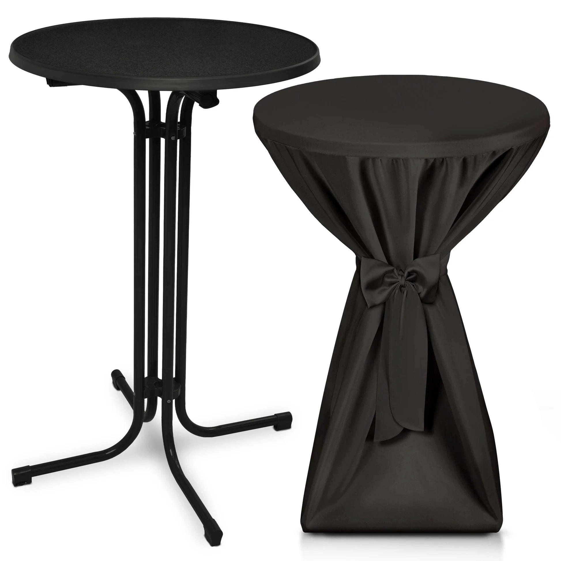 STEHTISCH Bellini Ø 70cm Schwarz mit Premium Stehtischhusse Ø 70cm Schwarz - Schwarz, Textil/Metall (70/70/110cm) - Beautissu 