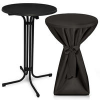 STEHTISCH Bellini Ø 70cm Schwarz mit Premium Stehtischhusse Ø 70cm Schwarz - Schwarz, Textil/Metall (70/70/110cm) - Beautissu 