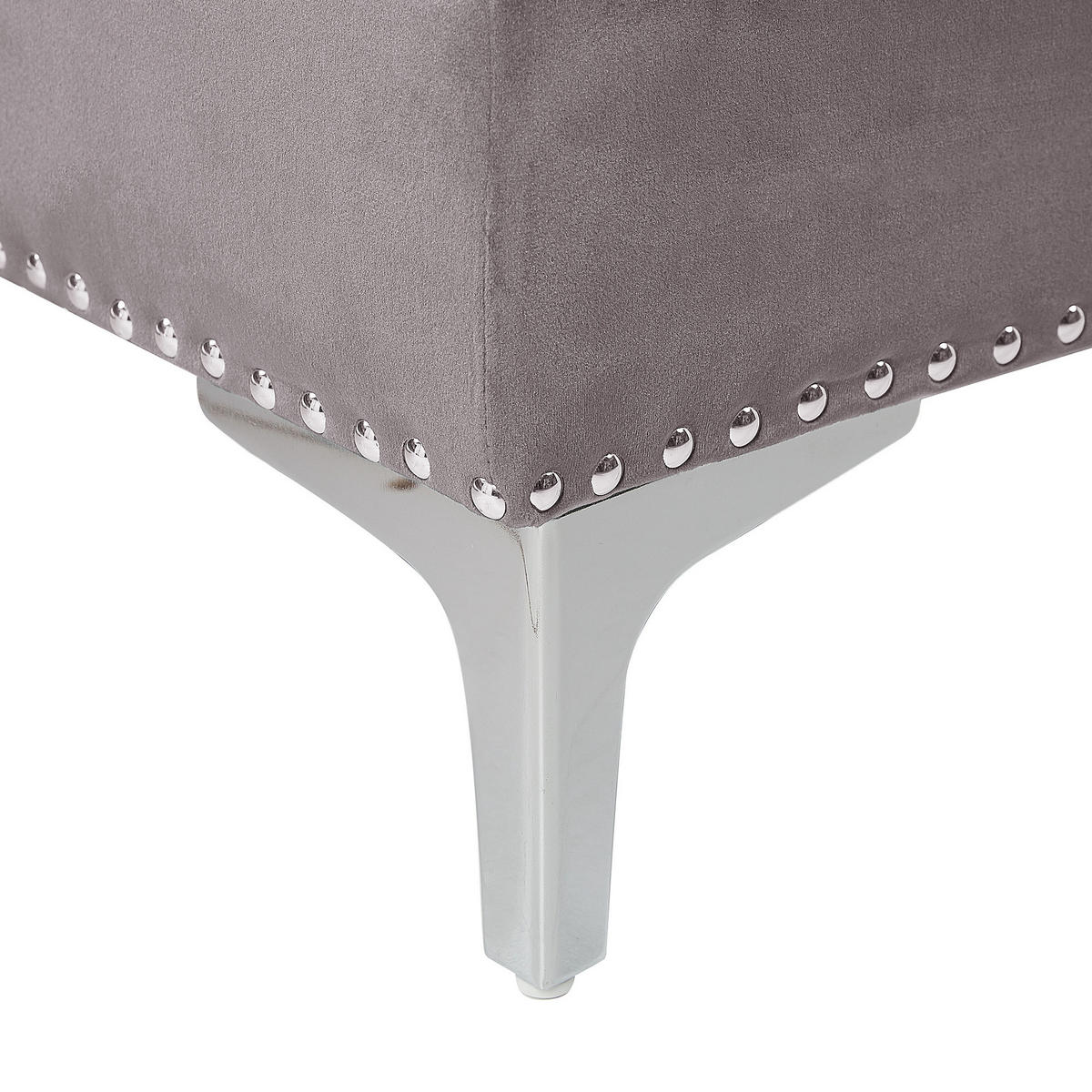 ECKSOFA Samtstoff Grau rechtsseitig Flen - Grau, Textil (212/145cm) - Beliani