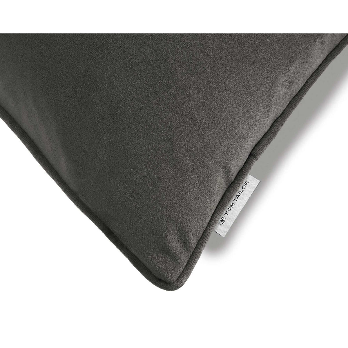 ZIERKISSENHÜLLE VELVET SIGNATURE - Anthrazit, Textil (45/45cm) - Tom Tailor