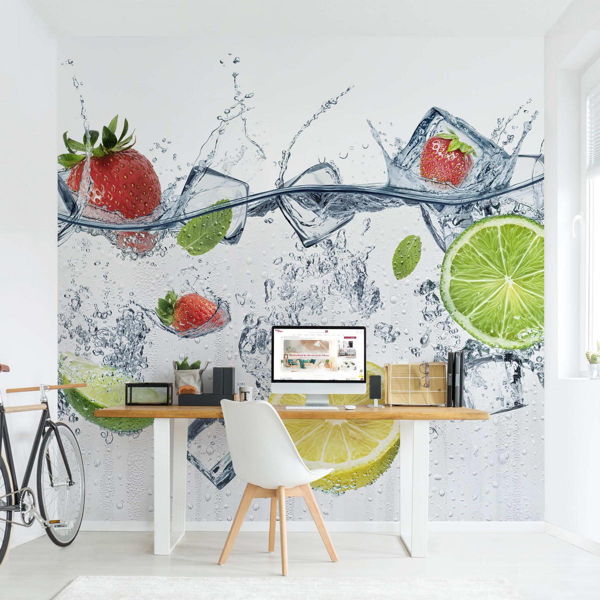 FOTOTAPETE Frucht Cocktail 192/192 cm - Weiß, Papier (192/192cm) - Bilderwelten