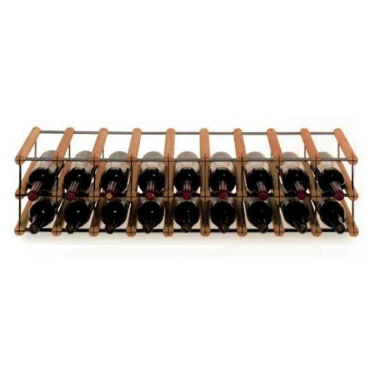 WEINREGAL Vinotega Mod Metal 22,5x92,5x24,5 cm 9x2 Flaschen Massives Kiefernholz Braun Geölt - Braun, Holz (92.5/22.5/24.5cm) - PROREGAL