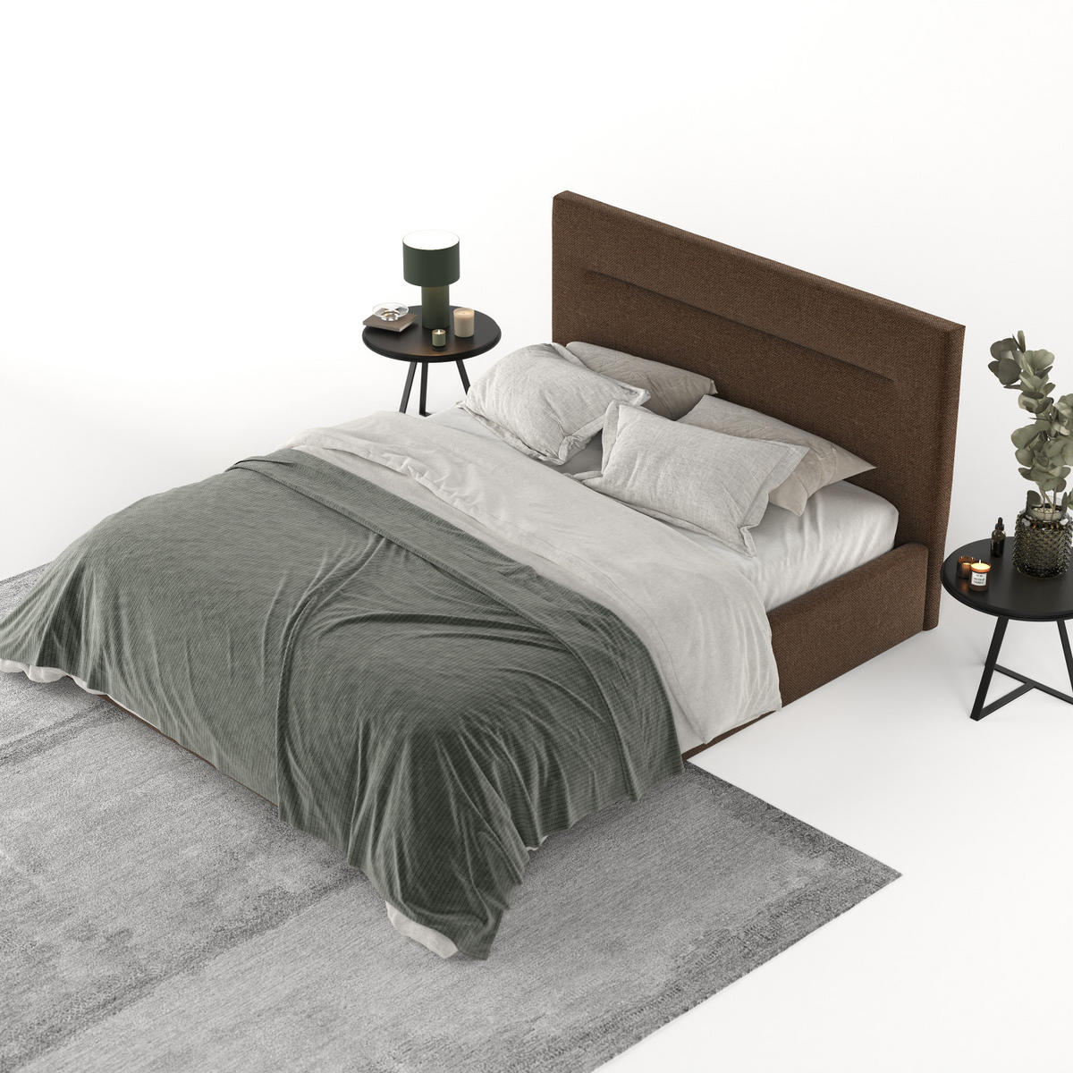 POLSTERBETT Liline 140/200 cm Braun im Inari Stoff - Schwarz/Naturfarben, Holz/Holzwerkstoff (140/200cm) - AltaBeds