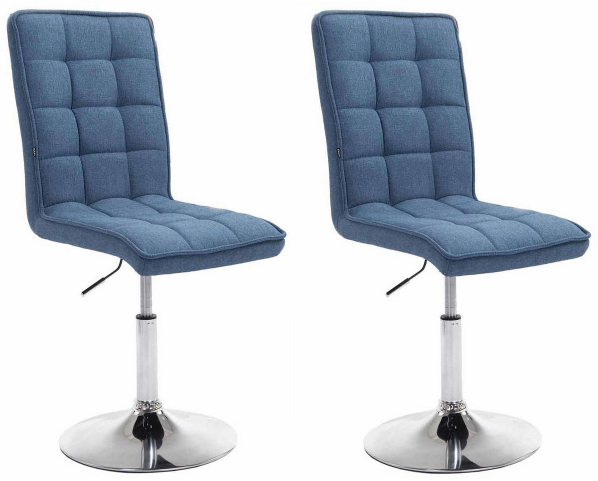 ESSZIMMERSTUHL 2er Set Stoff blau - Chromfarben/Blau, Textil/Metall (43/90/56cm) - CLP