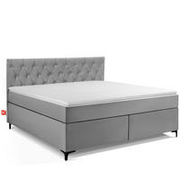 POLSTERBETT ARDEA, Hellgrau - Hellgrau/Schwarz, Holz/Holzwerkstoff (180/200cm) - KONSIMO®