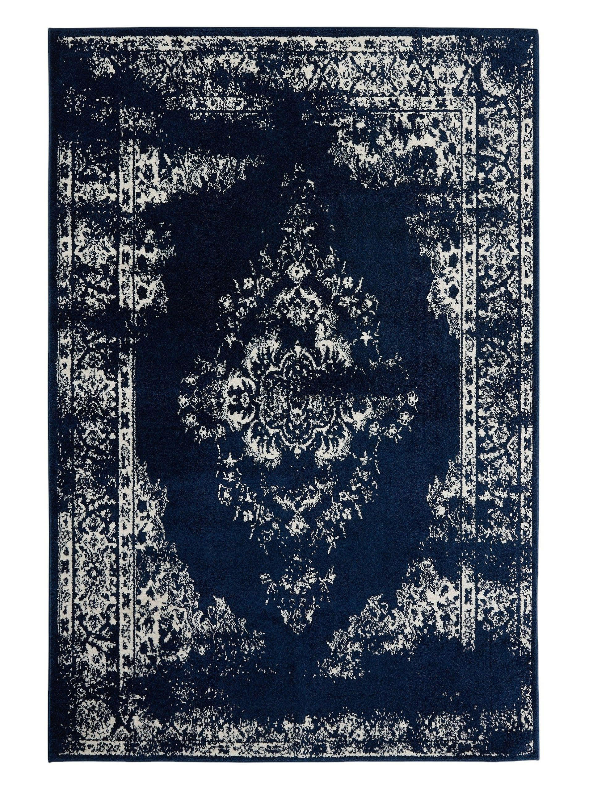VINTAGE-TEPPICH Sia 240/340 cm - Blau, Kunststoff (240/340cm) - benuta