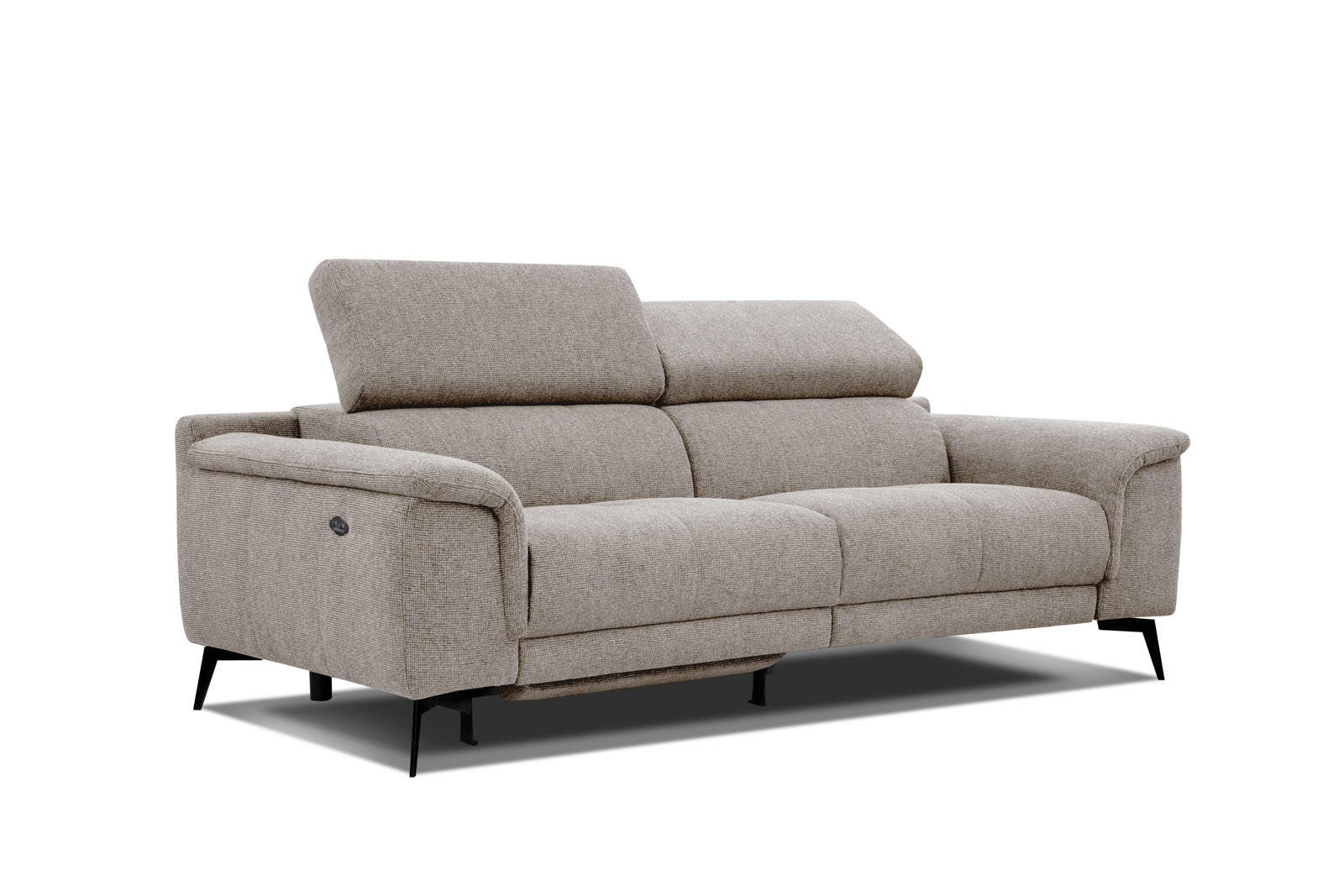 RELAXSOFA FIERO 3-Sitzer mit 1 Relaxfunktion, taupe - Taupe/Schwarz, Holzwerkstoff/Textil (212/82/103cm) - Courtois Laville