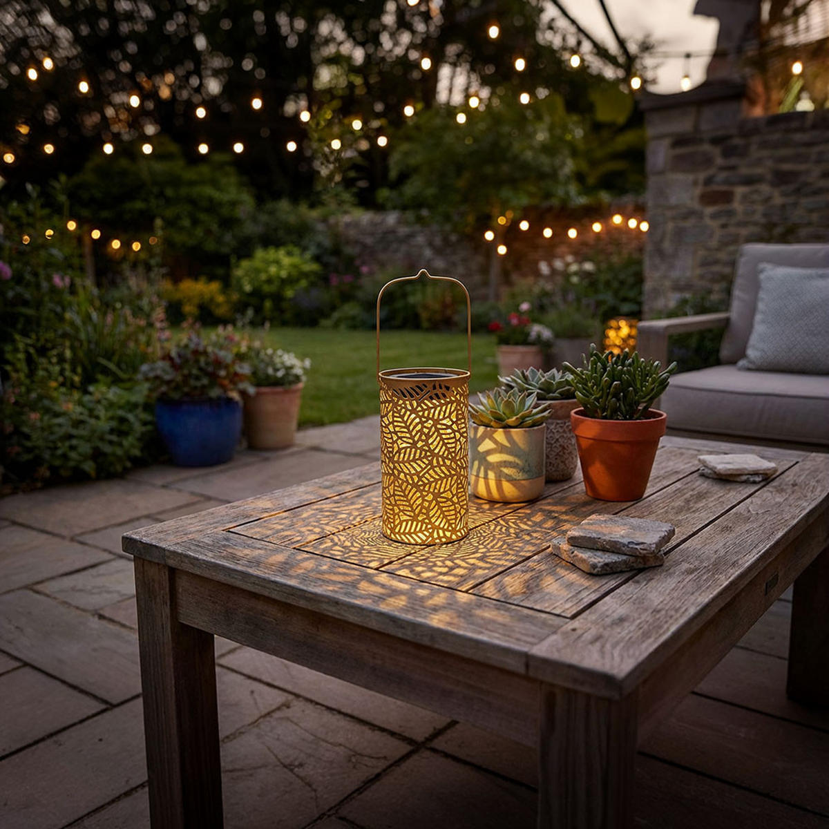 LED LATERNE Blättermuster Bronze 2er Set - Bronzefarben, Metall (10/10/18cm)