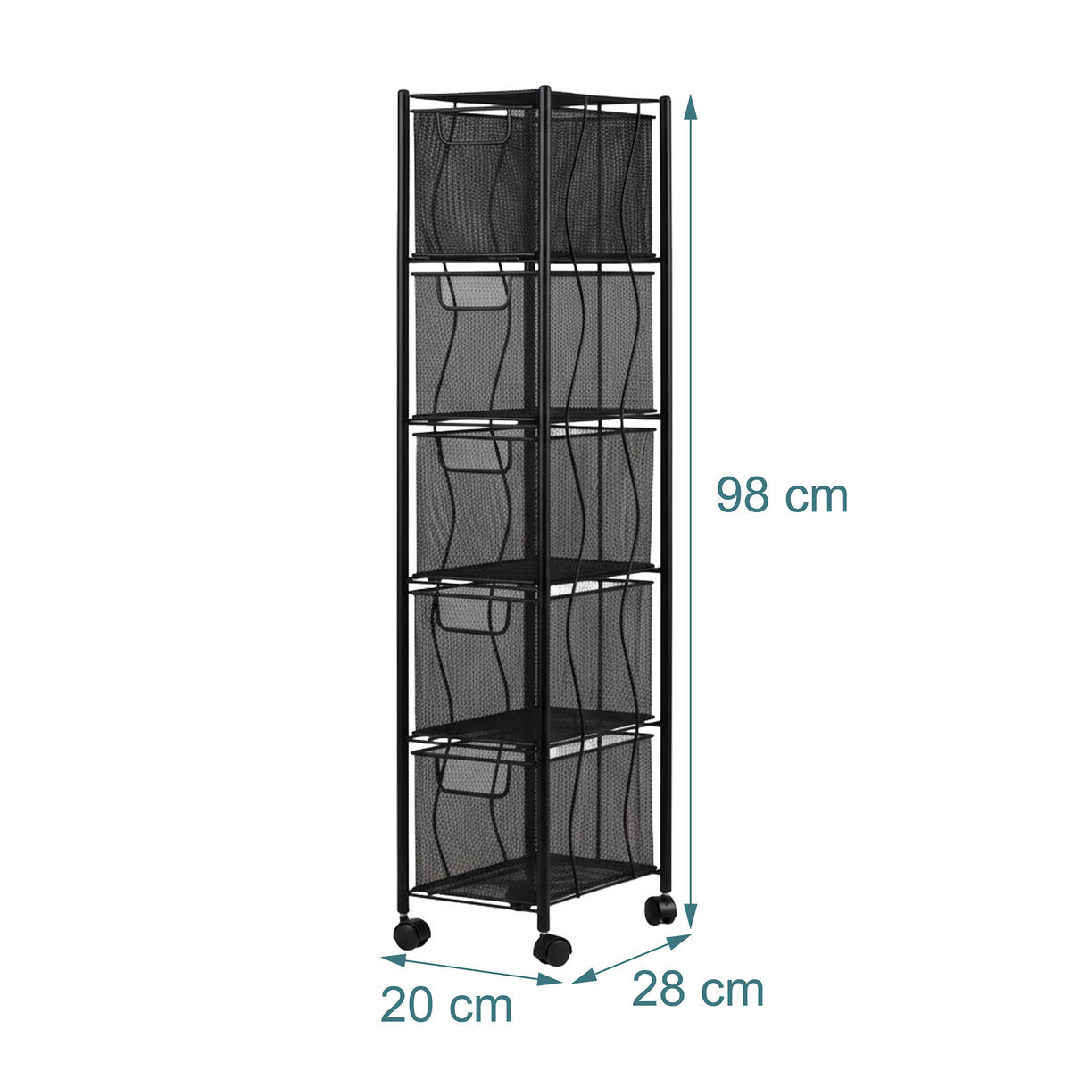 VOZÍK - čierna, kov/plast (20/98/28cm) - Relaxdays