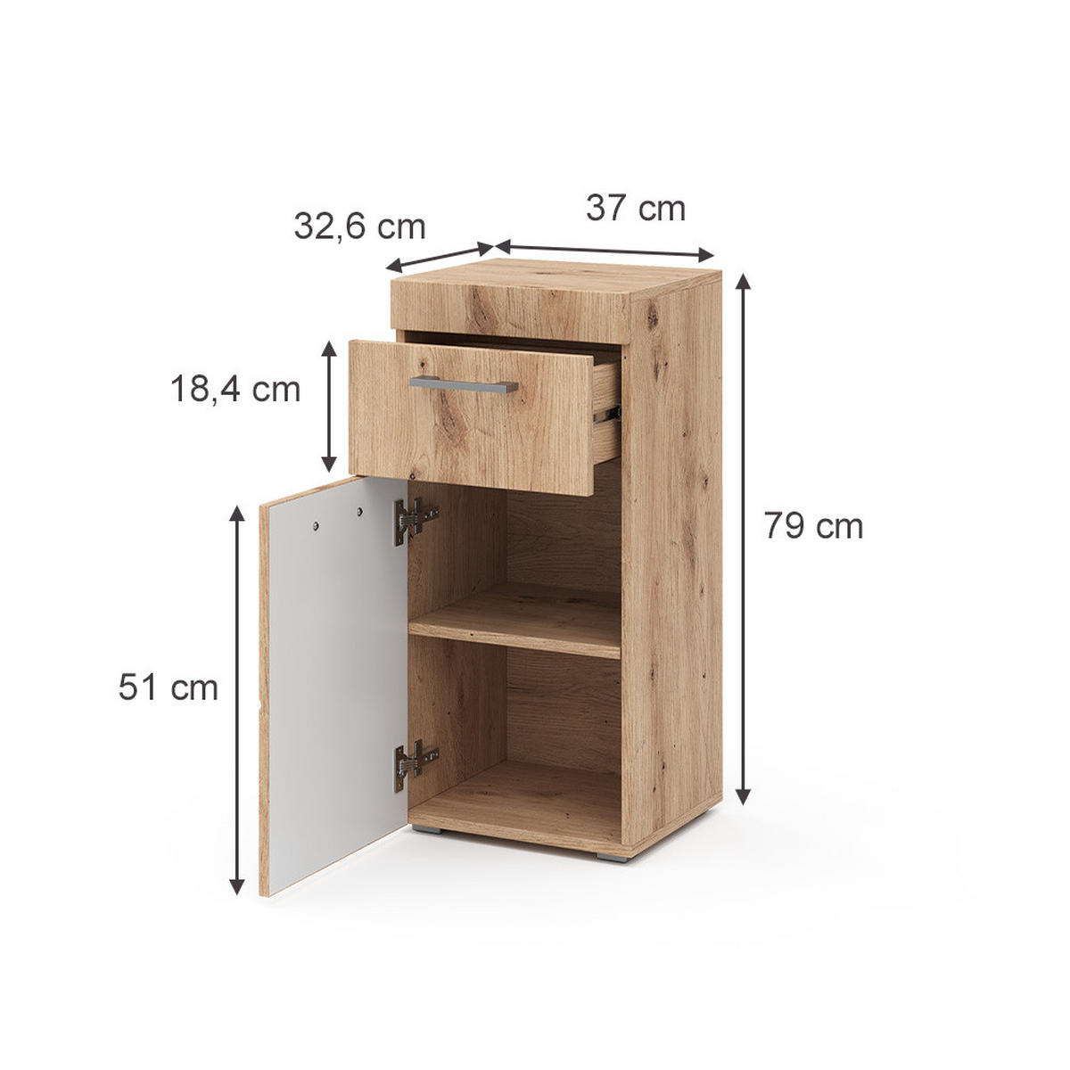 STŘEDNÍ SKŘÍŇKA Luna Dub Wotan - dub Wotan, kompozitní dřevo (37/79/32.6cm) - Vicco