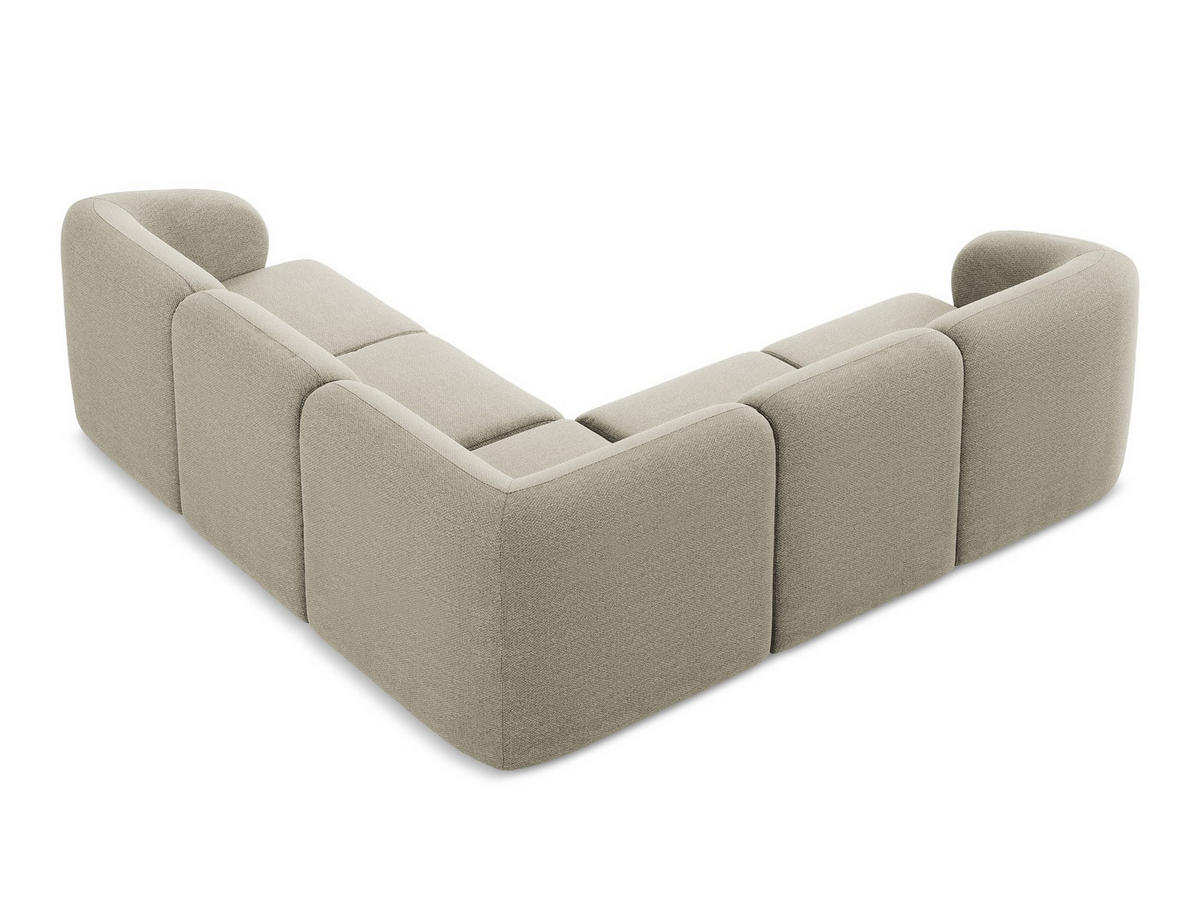 ECKSOFA Bouclé Stoff Grau - Taupe/Schwarz, Holzwerkstoff/Kunststoff (251/251cm) - Makamii