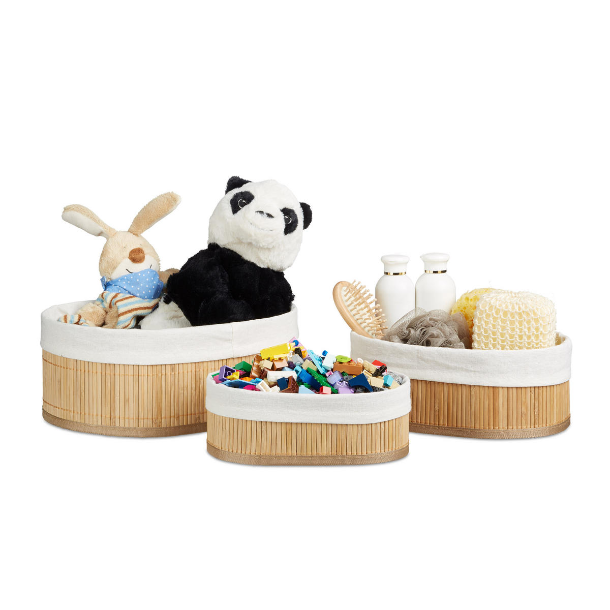 3XREGALKORB - Hellbraun, Holz/Holzwerkstoff (32/12.5/22cm) - Relaxdays