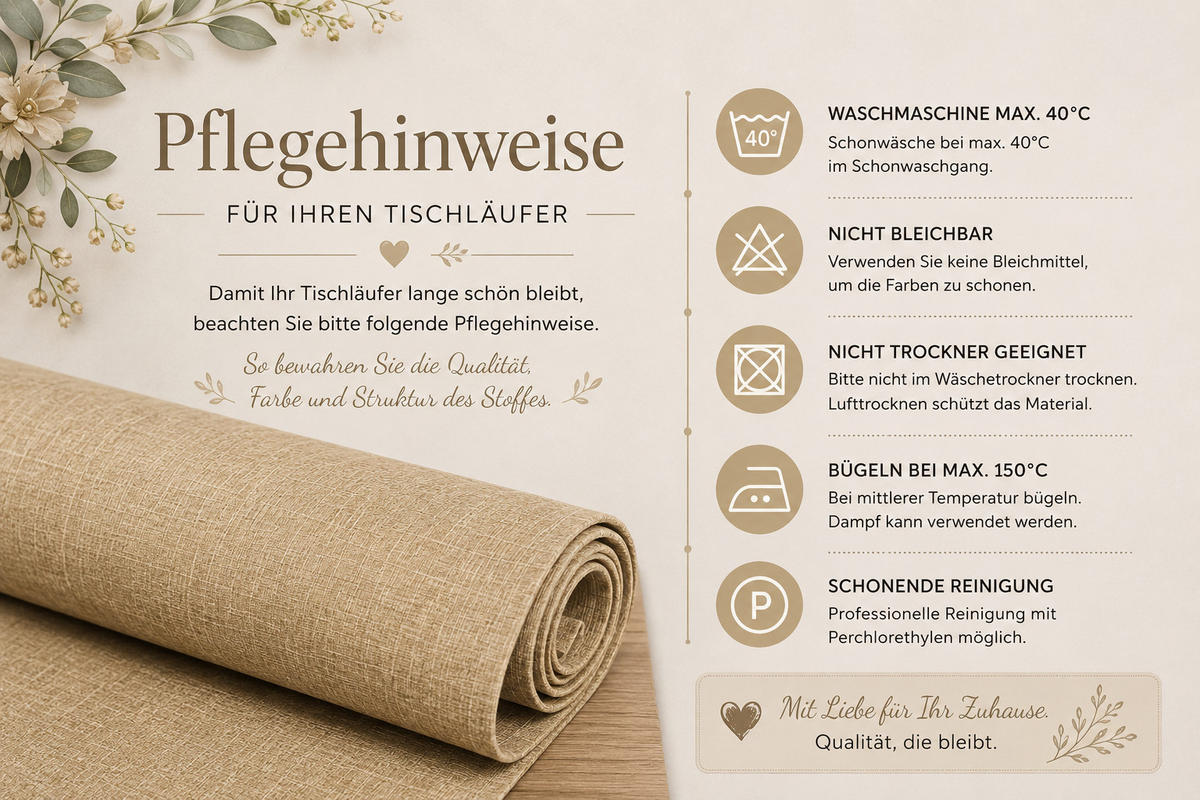 TISCHLÄUFER 40/100 cm Beige Natur Leinenoptik - Beige, Textil (40/100cm) - TiborTex