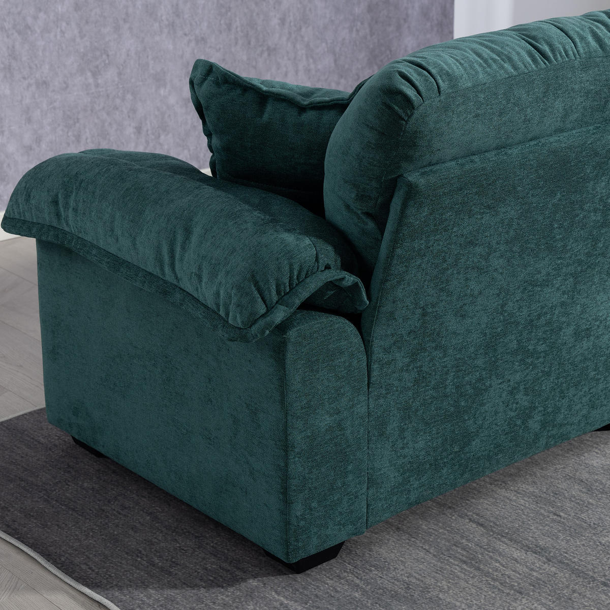 2-SITZER SOFA Chenille Grün mit Kissen - Grün, Holzwerkstoff/Kunststoff (213.4/87.6/90.1cm) - WISHDOR