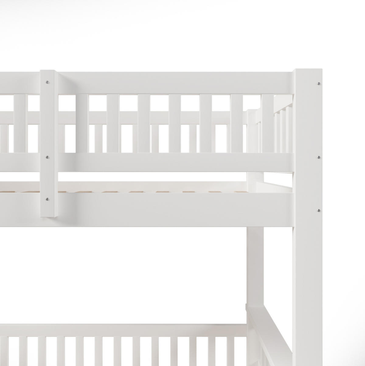 ETAGENBETT aus Kiefer 90x200/140x200 cm Weiß mit Leiter, Bettgitter und platzsparendem Design - Weiß, Holzwerkstoff (90/200cm) - Modfu