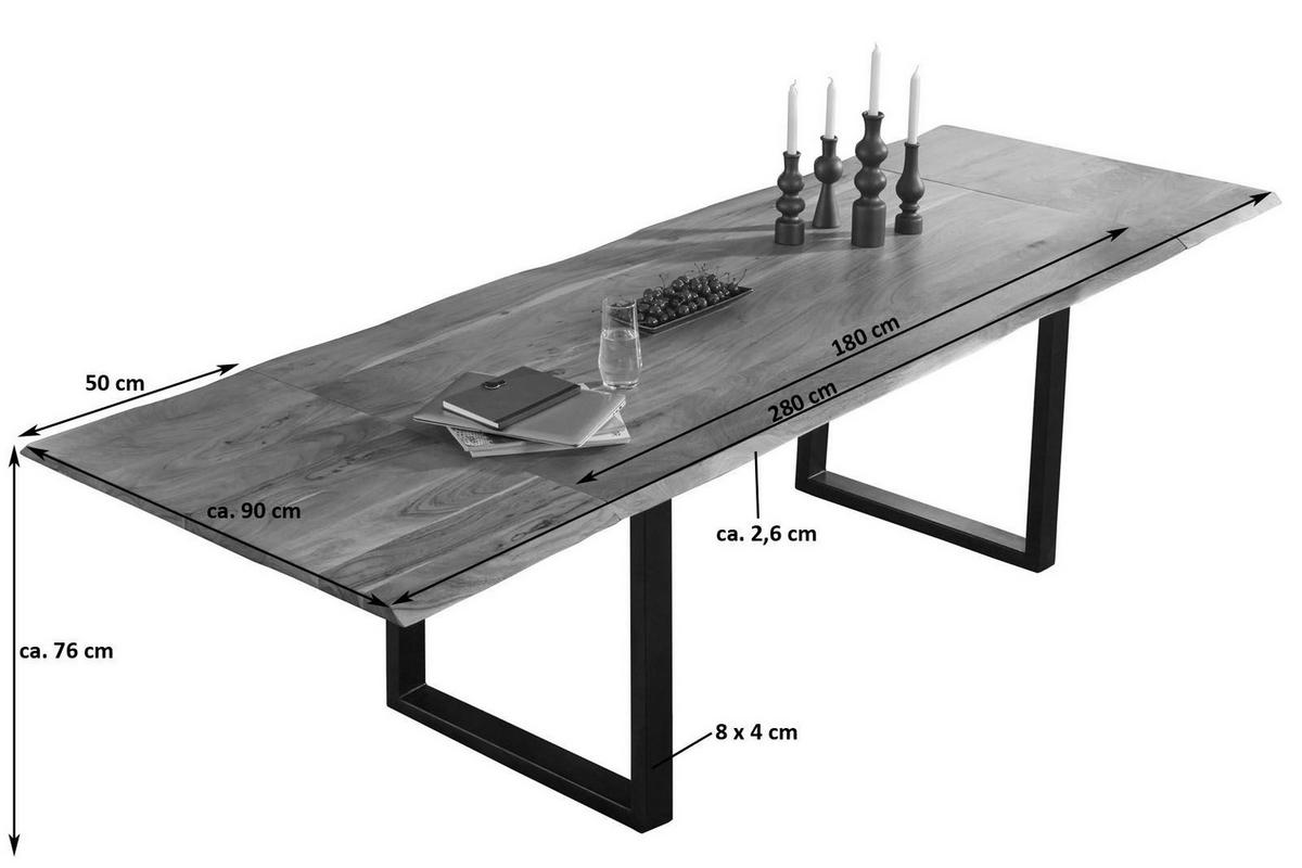 ESSTISCH ADINA - Silberfarben/Braun, Holz/Metall (90/180/76cm) - SAM