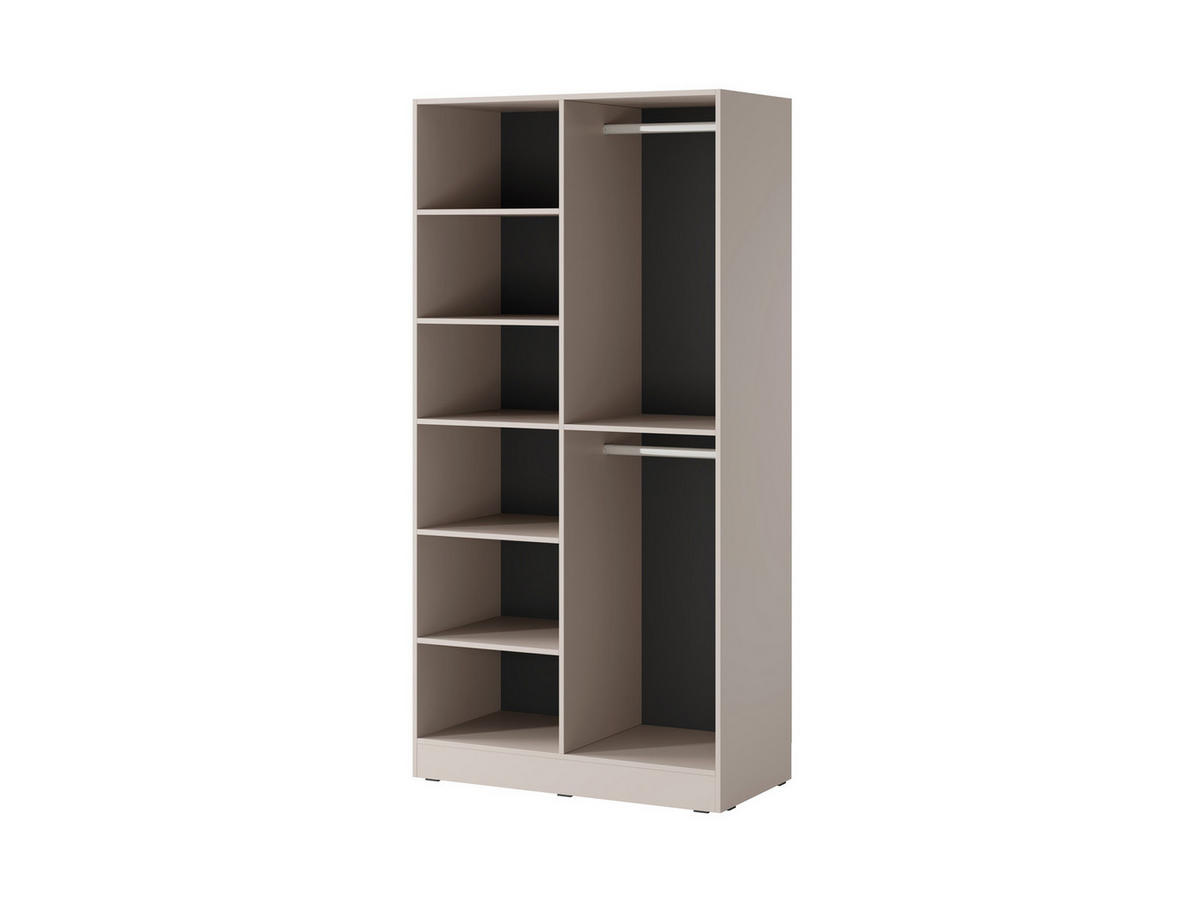 KLEIDERSCHRANK ZEN (Modular, Cashmere Matt, Rillenfront, 4-türig) - Kaschmir/Schwarz, Holz/Holzwerkstoff (202/200/51cm) - Ravio